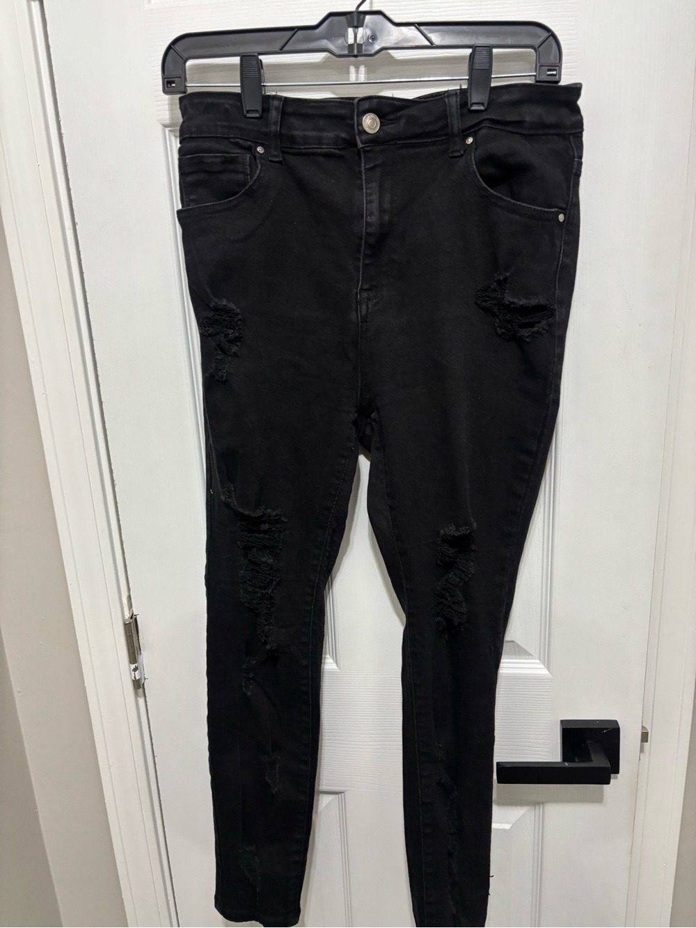 Wax Jean Black Distressed Skinny Jeans